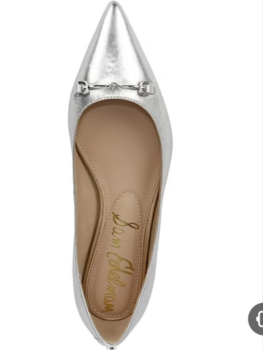 Sam Edelman Women Nori Ballet‎ Flay Siver 9M Leather Upper Chain Detail Shoes